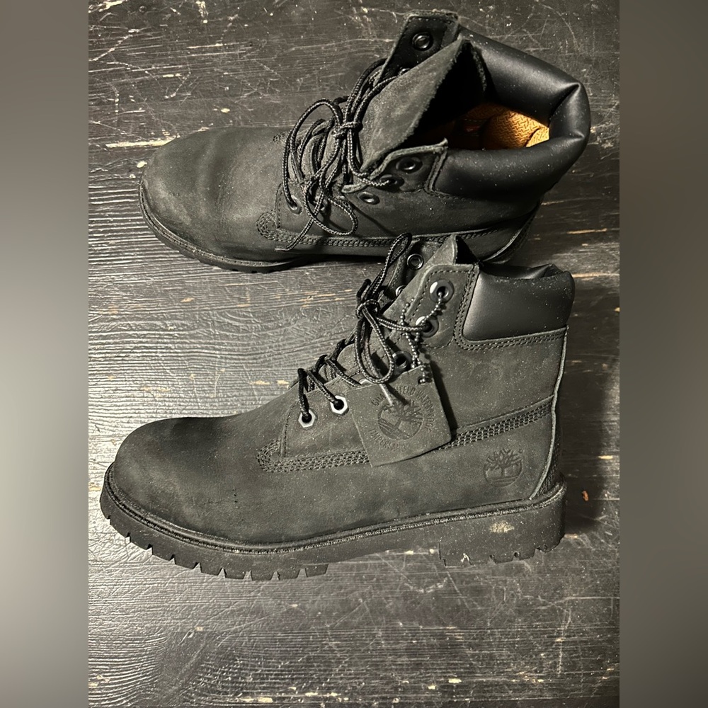 Grade school black Timberlands